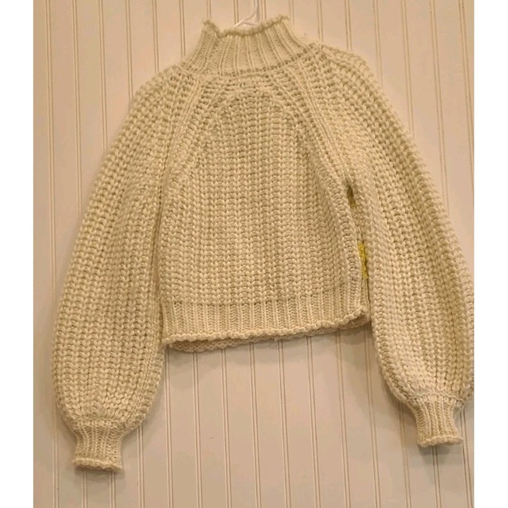 WRANGLER | Striped Mock Neck Balloon Sleeve Chunky Pullover Knit Sweater S - Picture 2 of 8